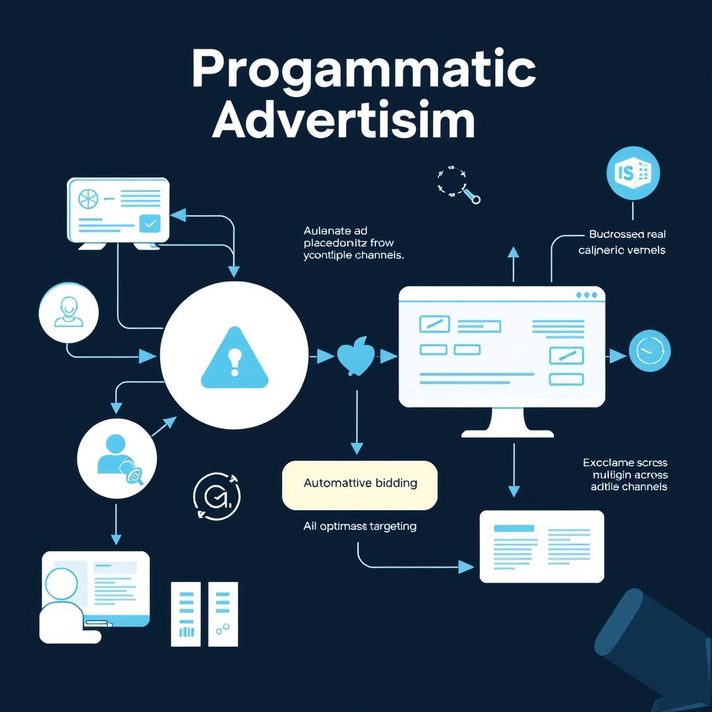 AI programmatic advertising automation showing real-time bidding process AI programmatic advertising automation showing real-time bidding process