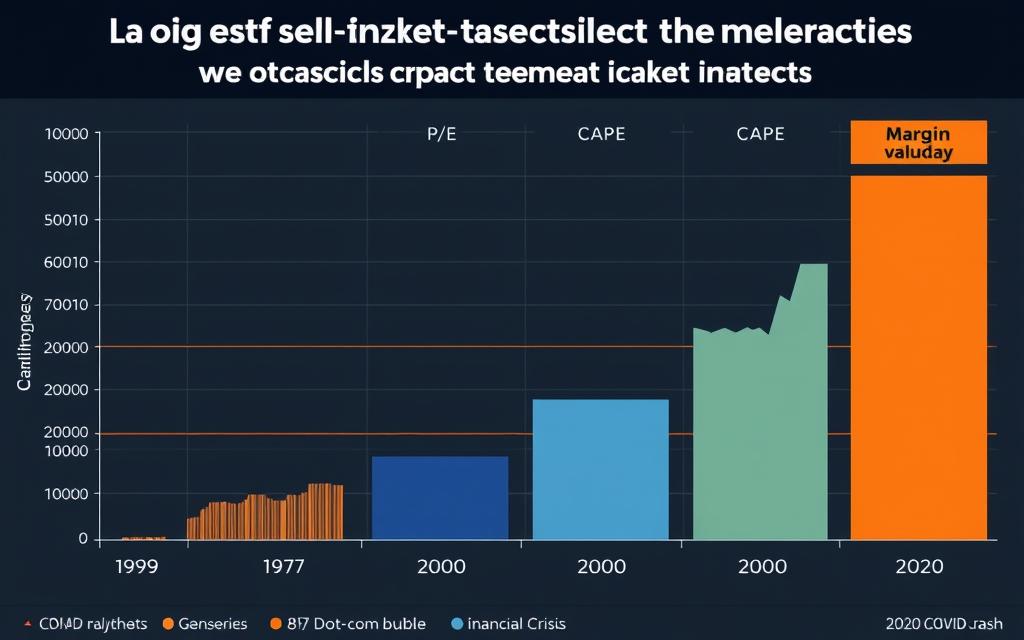 Chart comparing valuation metrics before major stock market crashes Chart comparing valuation metrics before major stock market crashes
