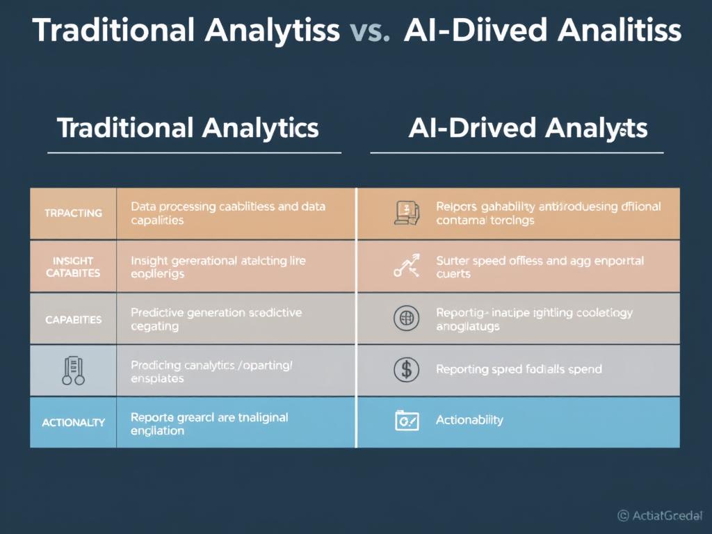 Comparison chart showing traditional vs. AI-driven analytics capabilities Comparison chart showing traditional vs. AI-driven analytics capabilities