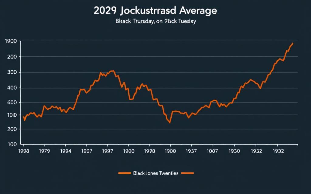 Graph showing Dow Jones Industrial Average collapse during 1929 stock market crash Graph showing Dow Jones Industrial Average collapse during 1929 stock market crash
