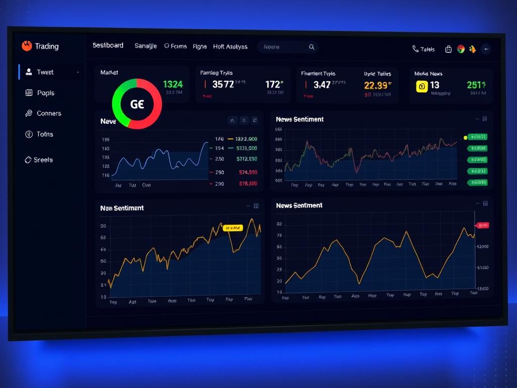 Sentiment analysis dashboard showing real-time market sentiment indicators and future of trading technology applications