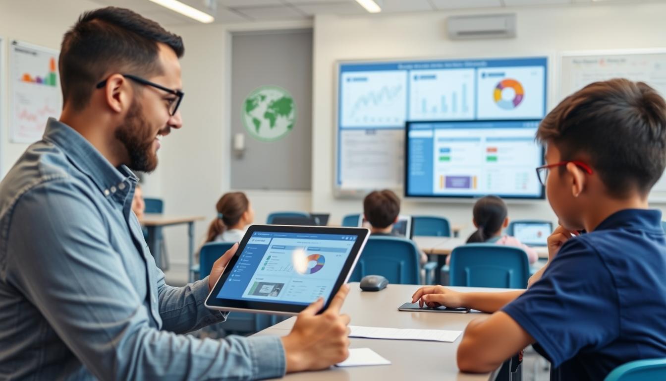 Teacher using artificial intelligence in education to provide personalized learning experiences