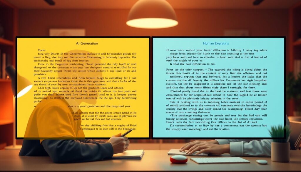 AI content creation process showing draft generation with human editing AI content creation process showing draft generation with human editing