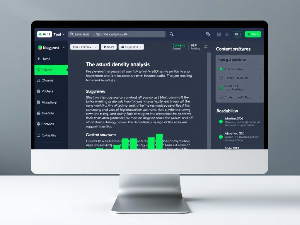 AI-powered SEO optimization for blog content showing keyword analysis AI-powered SEO optimization for blog content showing keyword analysis