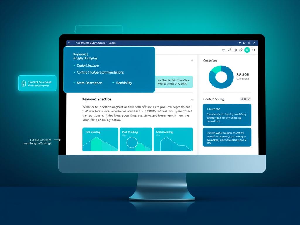 AI-powered SEO optimization for blog content showing keyword placement and readability improvements AI-powered SEO optimization for blog content showing keyword placement and readability improvements