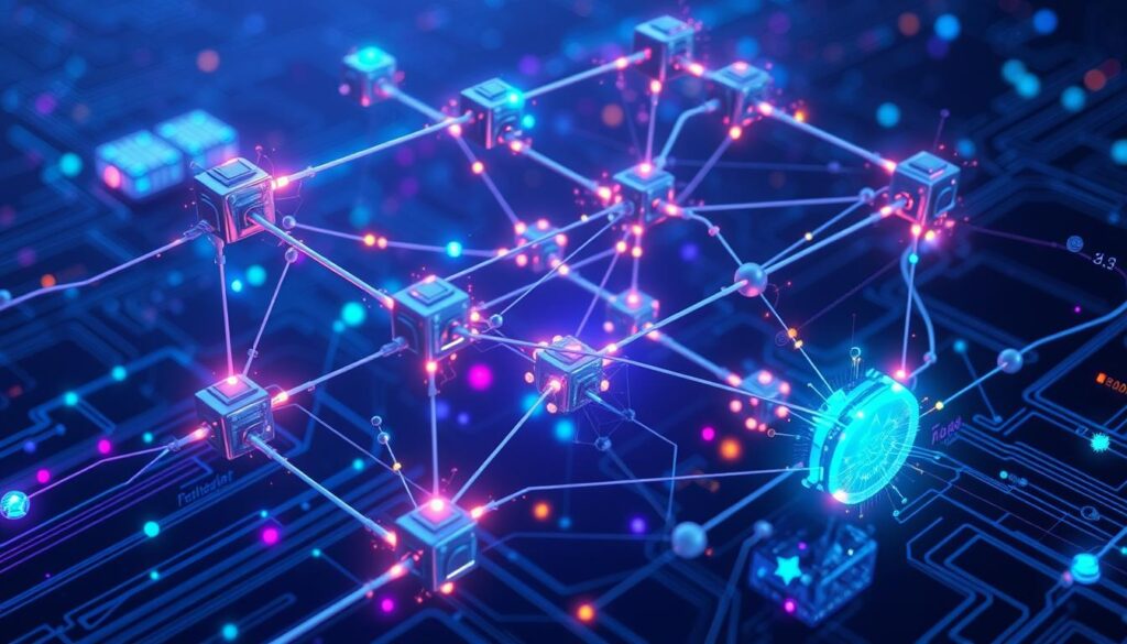 Futuristic visualization of AI-native blockchain protocols with self-evolving capabilities Futuristic visualization of AI-native blockchain protocols with self-evolving capabilities