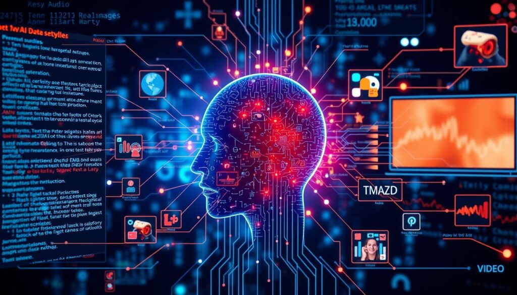 Multimodal AI system processing different types of data simultaneously Multimodal AI system processing different types of data simultaneously