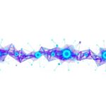Visual representation of AI analyzing blockchain data with neural network connections overlaid on blockchain structure