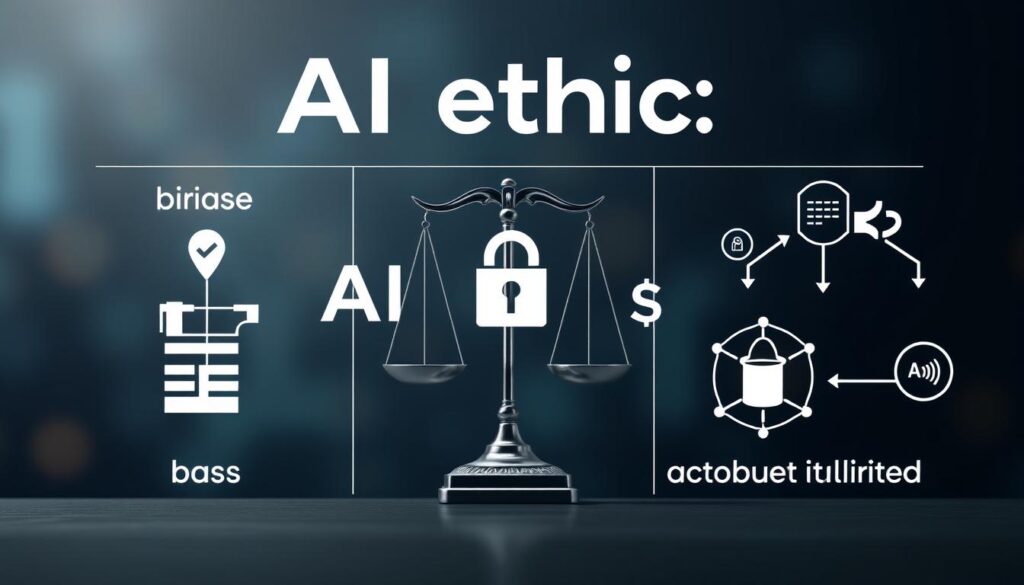 Visual representation of AI ethics considerations including bias, privacy, and accountability Visual representation of AI ethics considerations including bias, privacy, and accountability